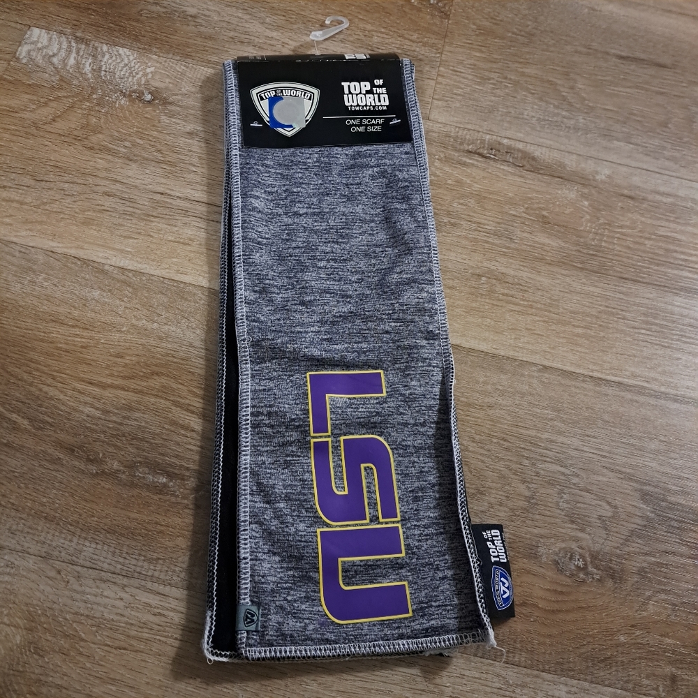 LSU Louisiana State University Tigers Grey Black Purple Yellow Scarf One Size